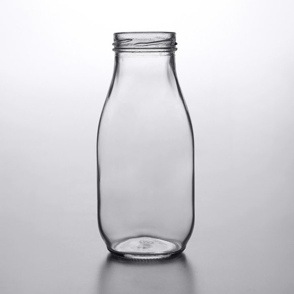 FINAL PRICE ✂️ Set of 2 ~ 14 oz Glass Milk Bottle with White Lid - Picture 4 of 7